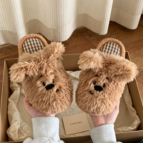 Fuzzy Puppy Face Indoor Slippers