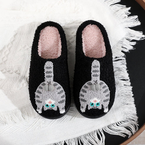 Funny Hanging Cat Plush Slippers