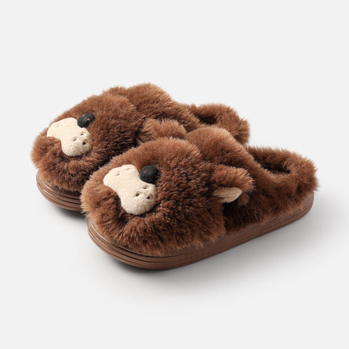Fuzzy Animal Face Home Slippers