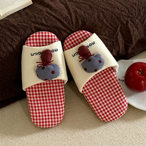 Plump Mushroom Plaid House Slides