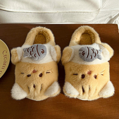 Playful 3D Animal Plush Slippers
