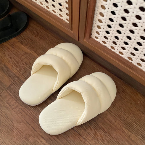 Puffy Waffle Open Toe Slides