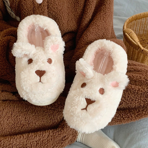 Teddy Fur Puppy Face Slippers
