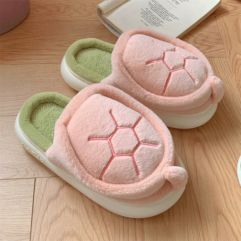 Turtle Shell Plush House Slippers