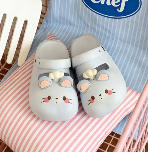 Whimsical Cartoon Mouse Platform Clogs