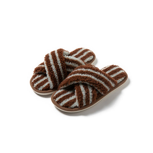 Striped Cross Strap Slippers