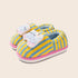 Whimsical Kitty Striped Plush Slippers