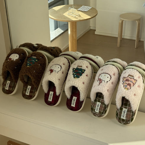 Holiday Tree Fleece House Slippers