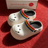 Smiley Face Striped Strap Clogs