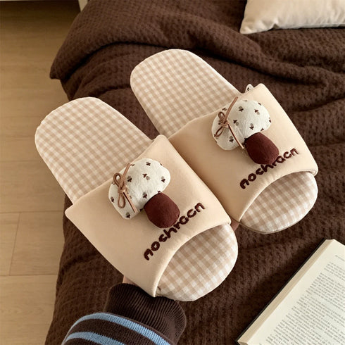 Plump Mushroom Plaid House Slides