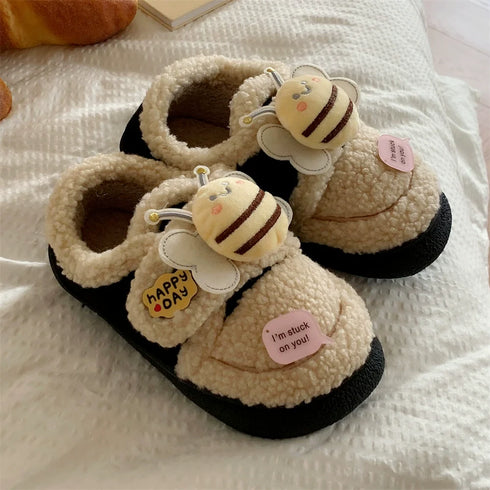 Buzzy Bee Sherpa Home Slippers