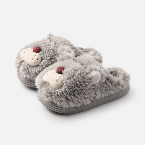 Fuzzy Animal Face Home Slippers