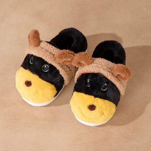 Whimsical Bee Puppy Plush Slippers
