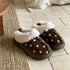 Polka Dot Fuzzy Platform Slippers