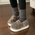 Plush Spotted Platform Winter Slippers