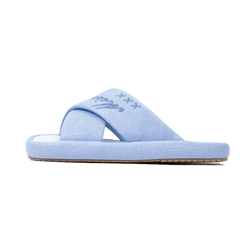 Breezy Embroidered Cross Strap Slides