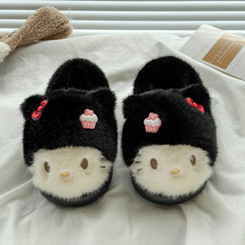 Whiskered Kitty Plush Indoor Slippers