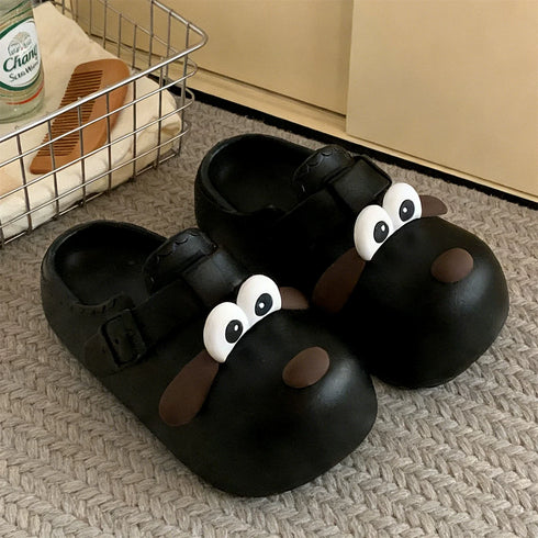 Whimsical Puppy Face Chunky Clogs