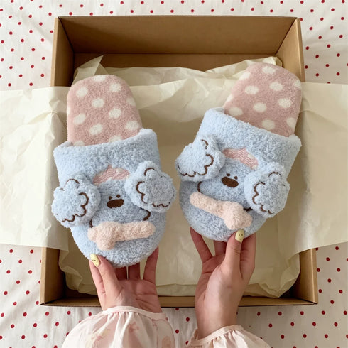 Puppy Face Polka Dot Slippers