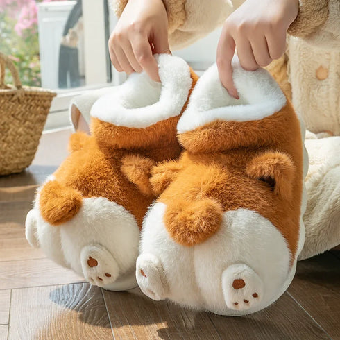 Plush Corgi Butt Ankle Slippers