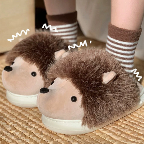 Whimsical Hedgehog 3D Plush Slippers