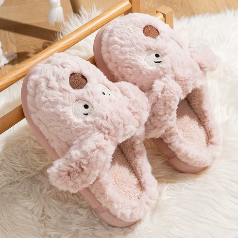 Whimsical Puppy Face Plush Slippers