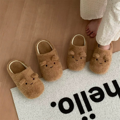 Bear Ears Plush House Slippers