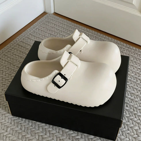 Chunky Buckle Strap Platform Clogs