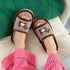 Playful Puppy Striped Cotton Slides