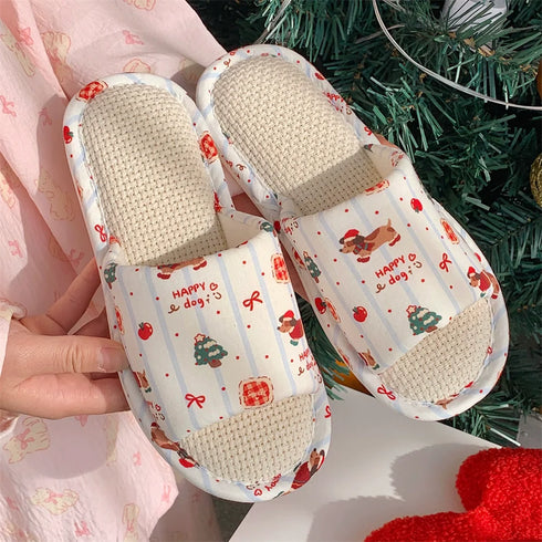 Striped Bear Band Woven Slides