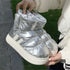 Glossy Padded Velcro Snow Boots