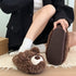 Fuzzy Teddy Bear Face Slippers