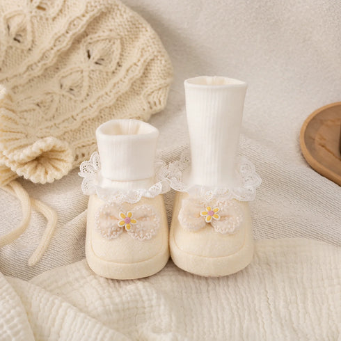 Ruffled Lace Bow Sock Boots