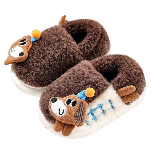 Fuzzy Puppy Party Hat Slippers