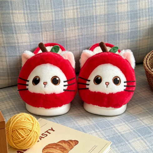Fruit Kitty Plush House Slippers