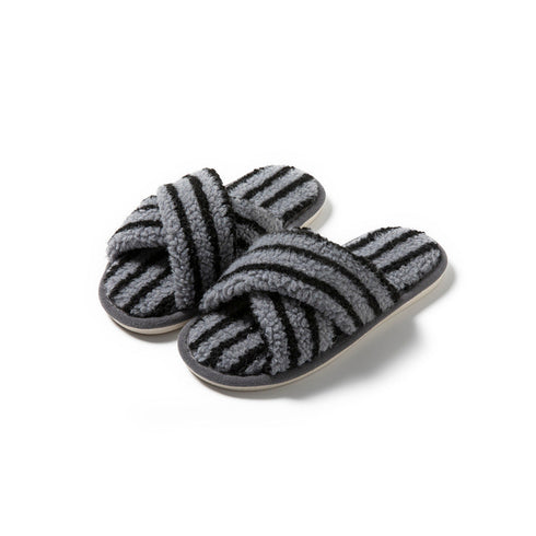 Striped Cross Strap Slippers