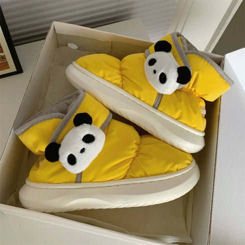 Panda Patch Puffy Winter Boots