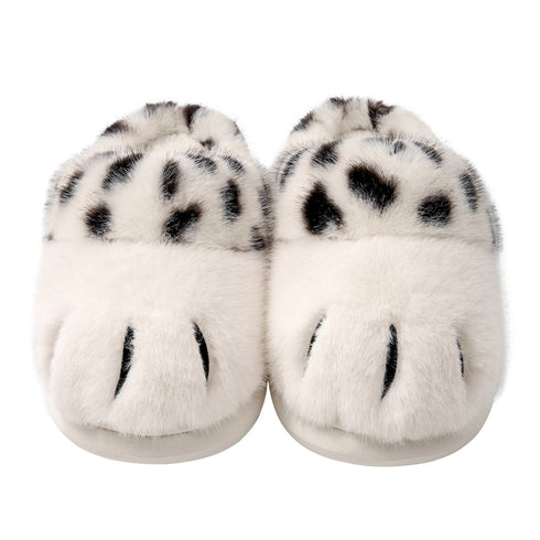 Spotted Cat Paw Fuzzy Slippers