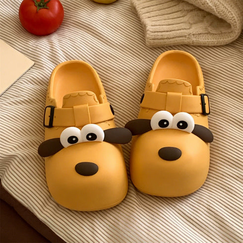 Whimsical Puppy Face Chunky Clogs
