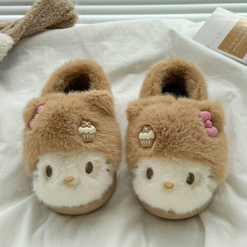 Whiskered Kitty Plush Indoor Slippers