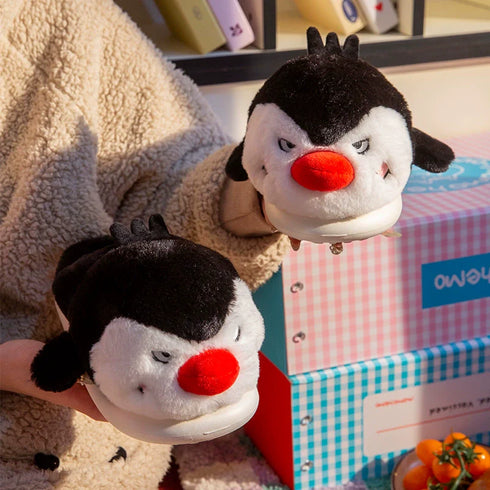 Fuzzy Penguin Character Plush Slippers