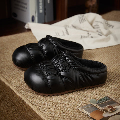 Puffy Quilted Thermal Fleece Slippers