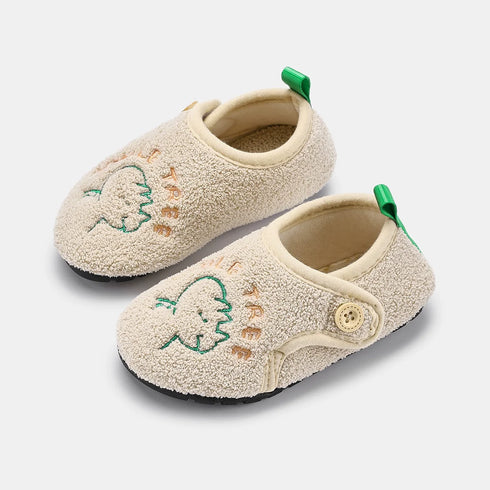 Smile Tree Fleece Button Slippers