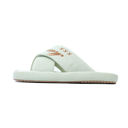 Breezy Embroidered Cross Strap Slides