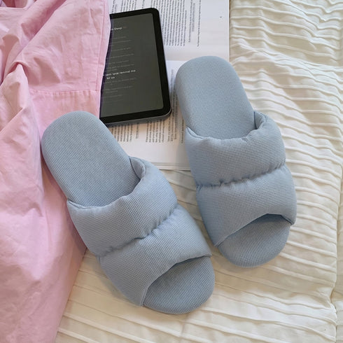 Puffy Waffle Open Toe Slides