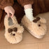 Plush Puppy Bow Home Slippers