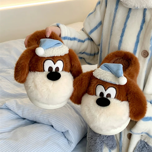 Sleepy Puppy Nightcap Plush Slippers