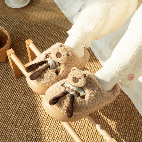 Fuzzy Capybara Doll Plush Slippers
