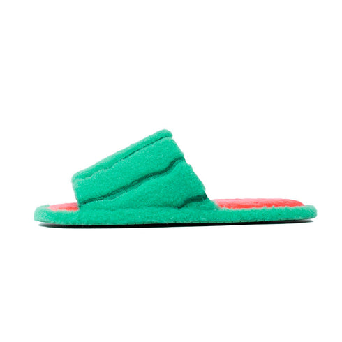 Watermelon Slice Fuzzy Open Toe Slippers