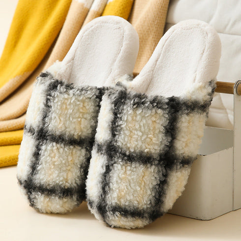 Chunky Check Sherpa Slippers